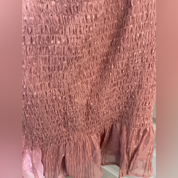 Chic Treatment Mauve Pink Swiss Dot Smocked Chiffon Mini Skirt NWT - Picture 2 of 7